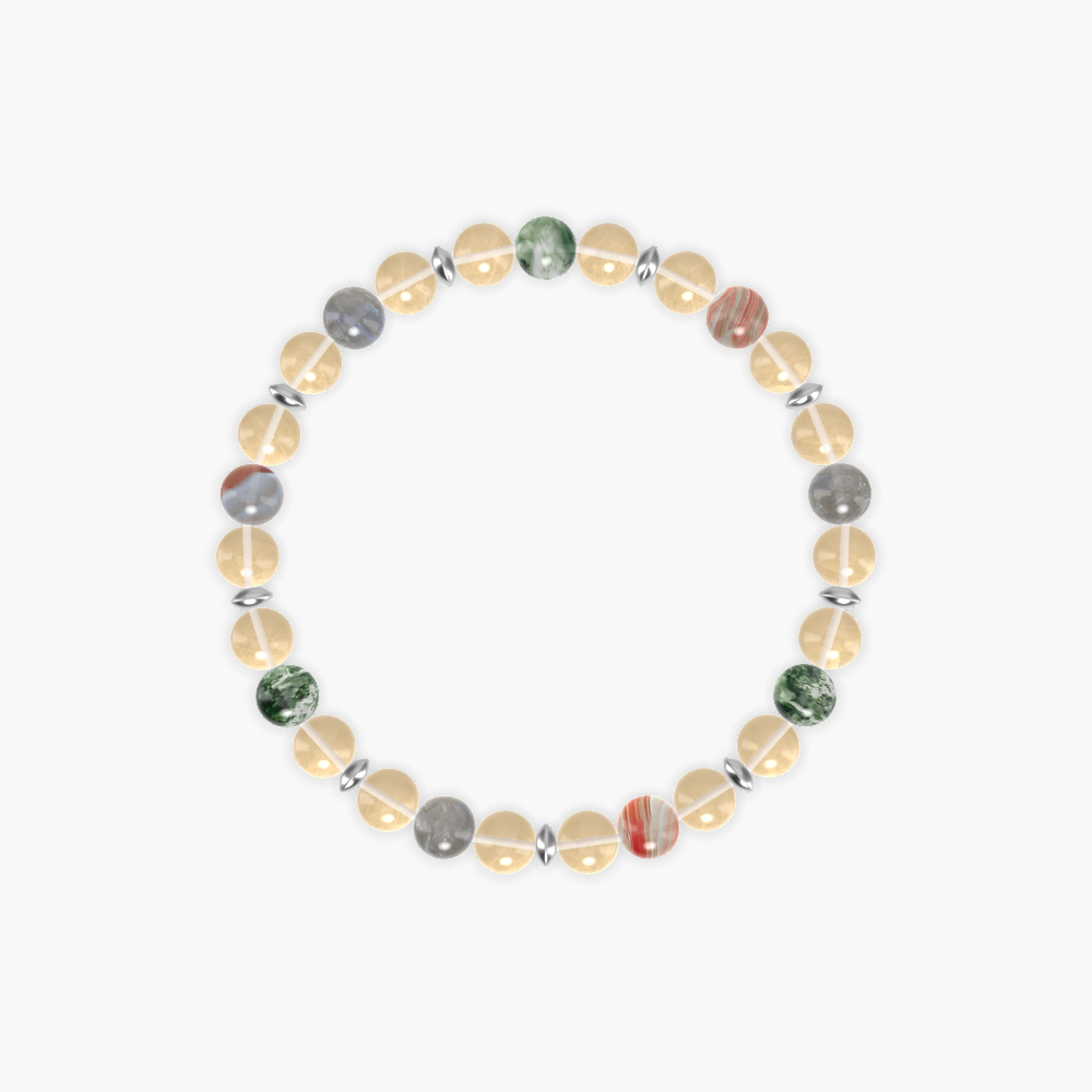 Citrine, Sardonyx, Moss Agate and More Gemstone Bracelet