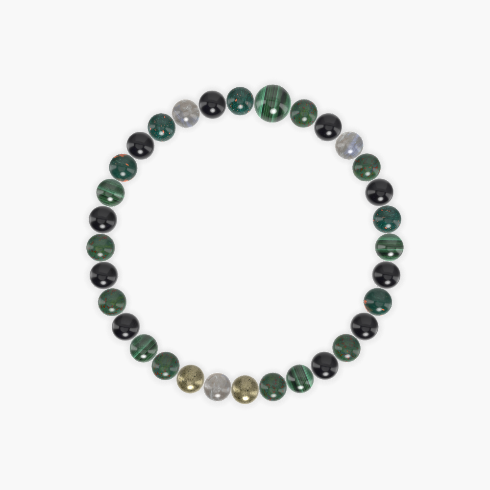 Bloodstone, Black Obsidian, Malachite and more Gemstone Bracelet