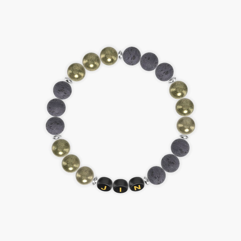 Lava Rock and Pyrite Bracelet