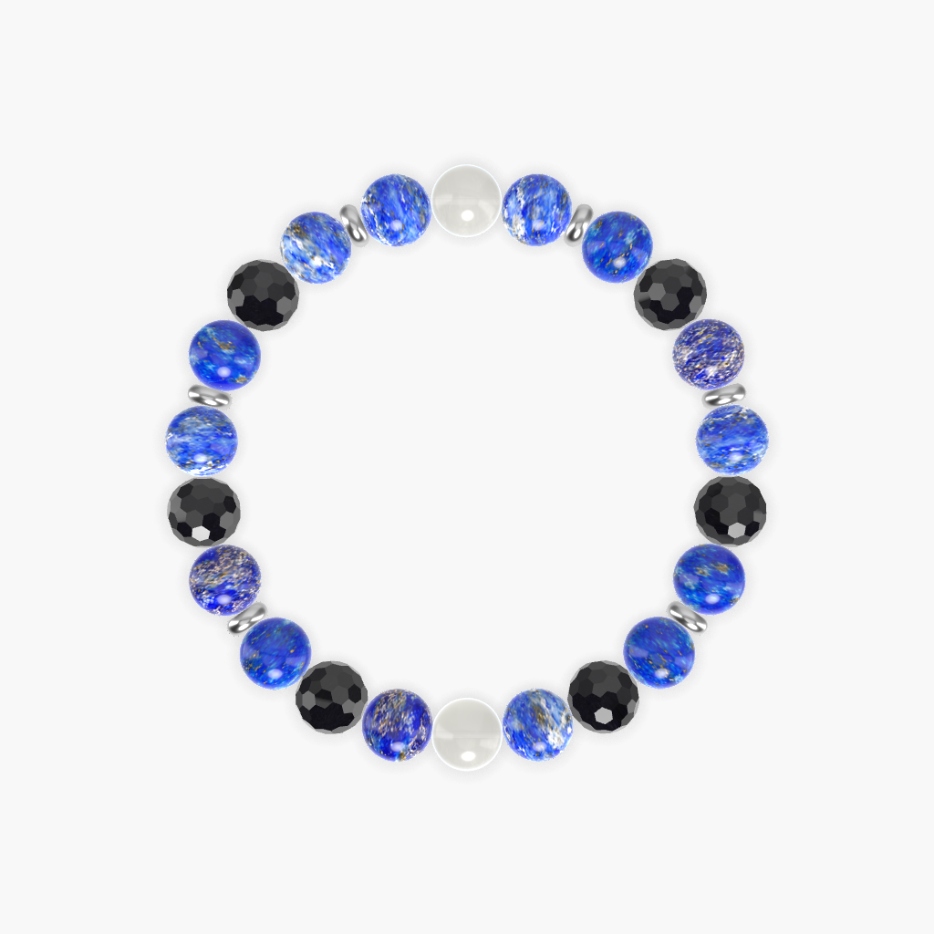 Lapis Lazuli, Black Tourmaline and Moonstone Bracelet