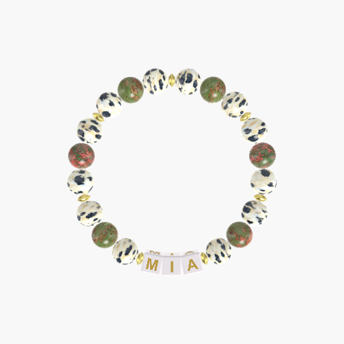 Dalmatian Jasper and Unakite Bracelet