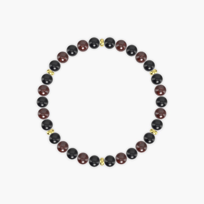 Black Obsidian and Garnet Bracelet