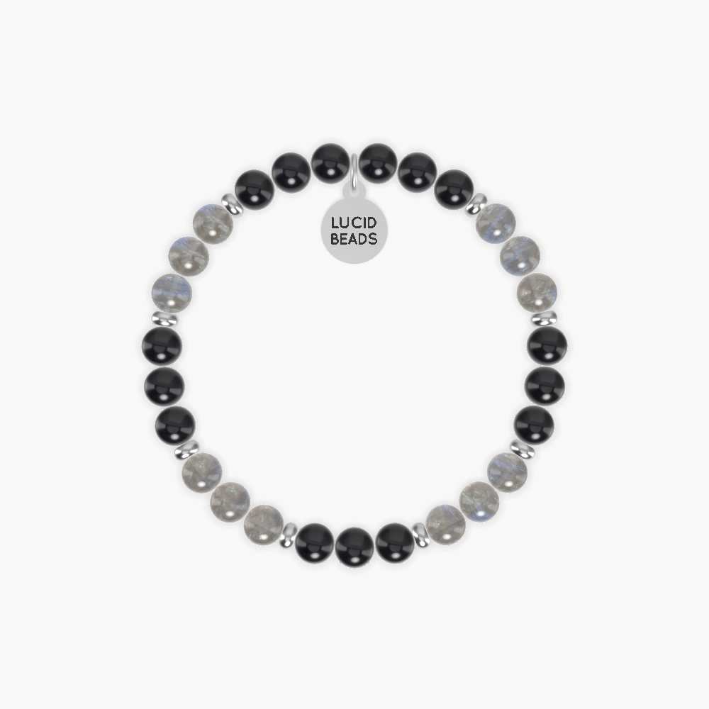 Scorpio Zodiac Sign - Black Obsidian and Labradorite Bracelet