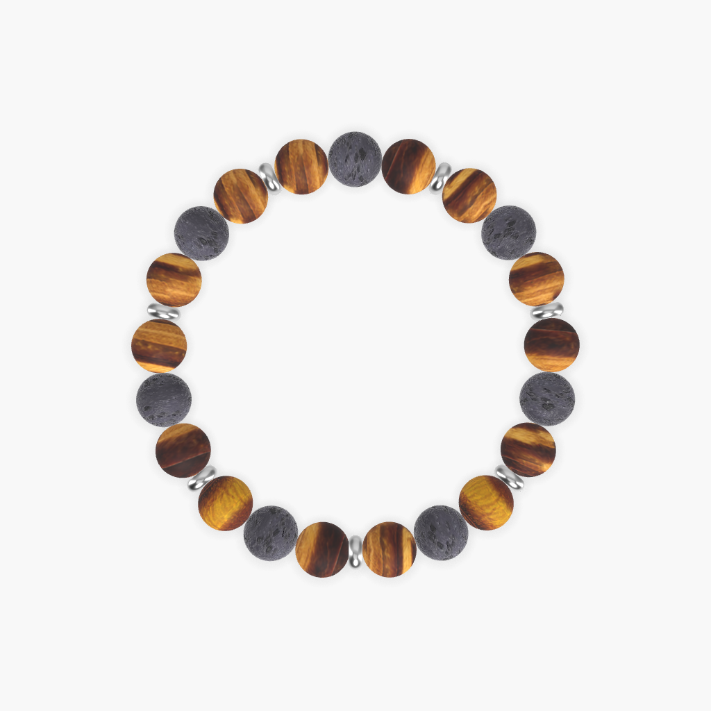 Tiger Eye and Lava Rock Bracelet