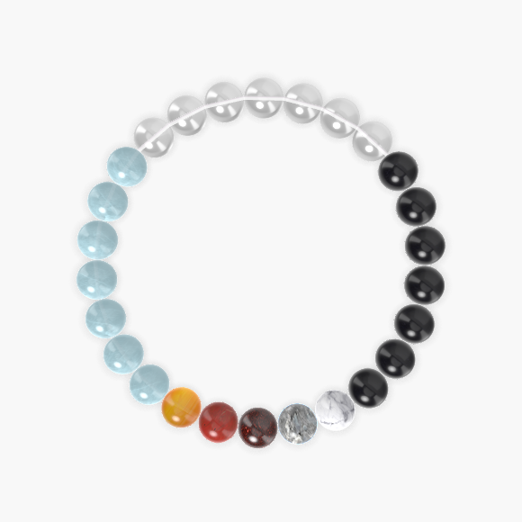 Black Obsidian, Clear Quartz, Aquamarine and more Gemstone Bracelet