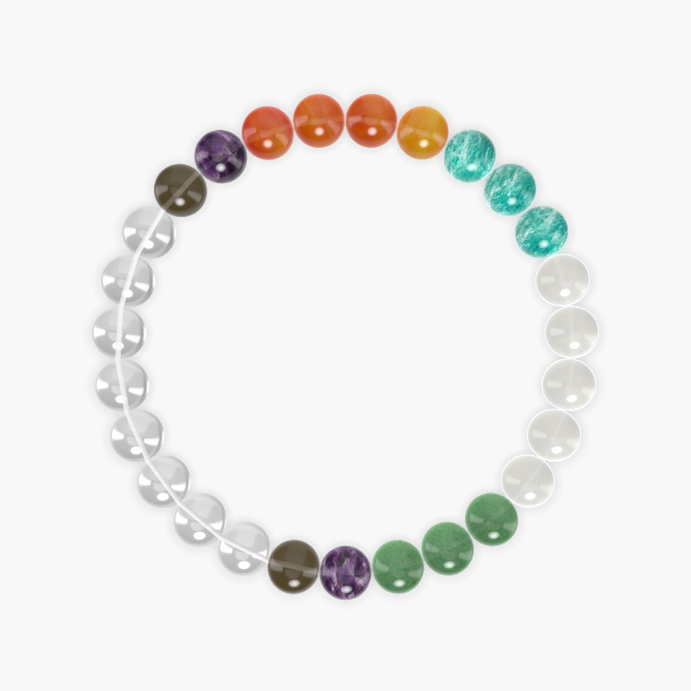 Clear Quartz, Moonstone, Carnelian and more Gemstone Bracelet