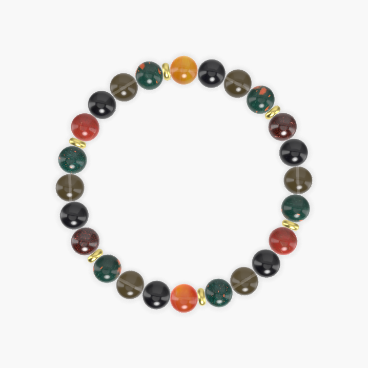 Bloodstone, Smoky Quartz, Black Tourmaline and more Gemstone Bracelet