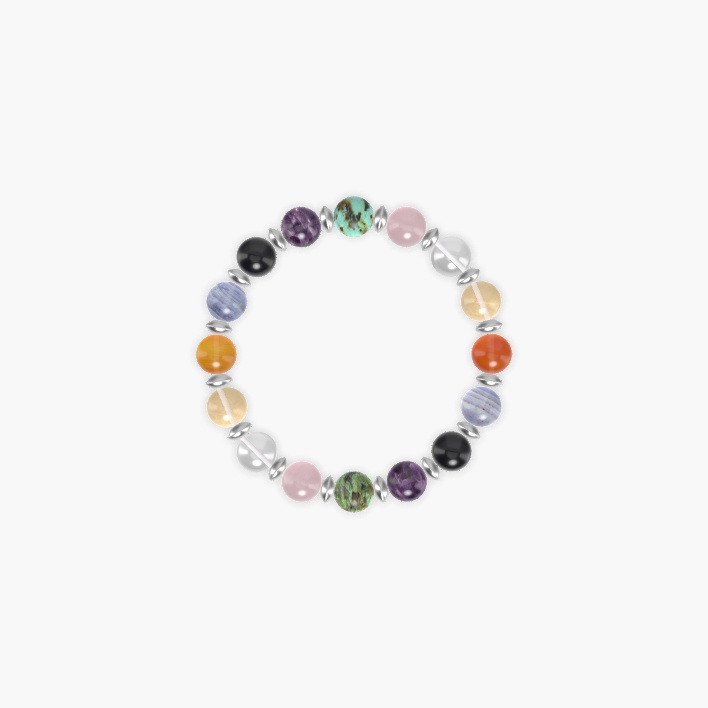 African Turquoise, Amethyst, Black Obsidian and more Gemstone Bracelet