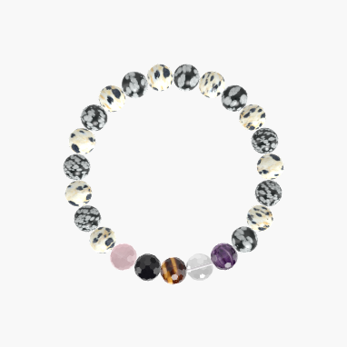Snowflake Obsidian, Dalmatian Jasper, Tiger Eye and more Gemstone Bracelet