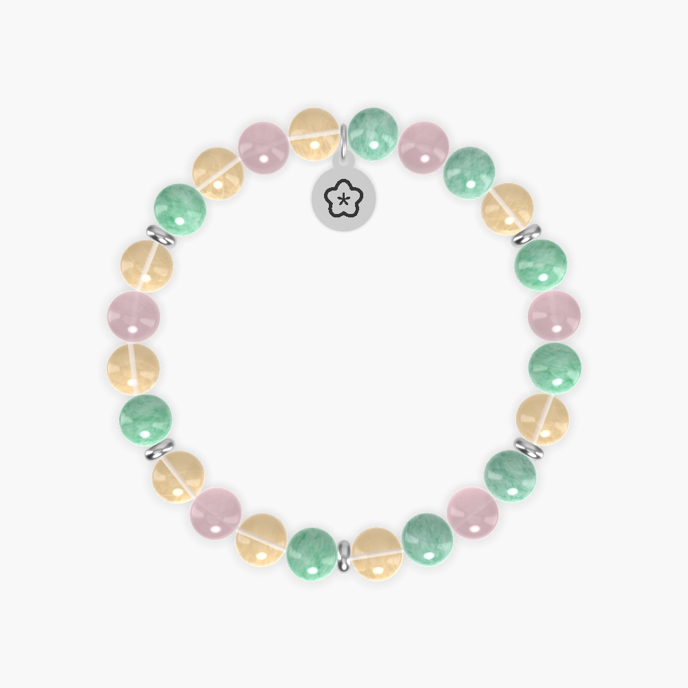 Citrine, Green Jade and Rose Quartz Bracelet