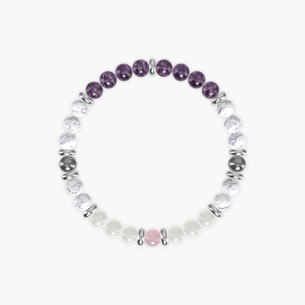 Howlite, Amethyst, Moonstone and more Gemstone Bracelet