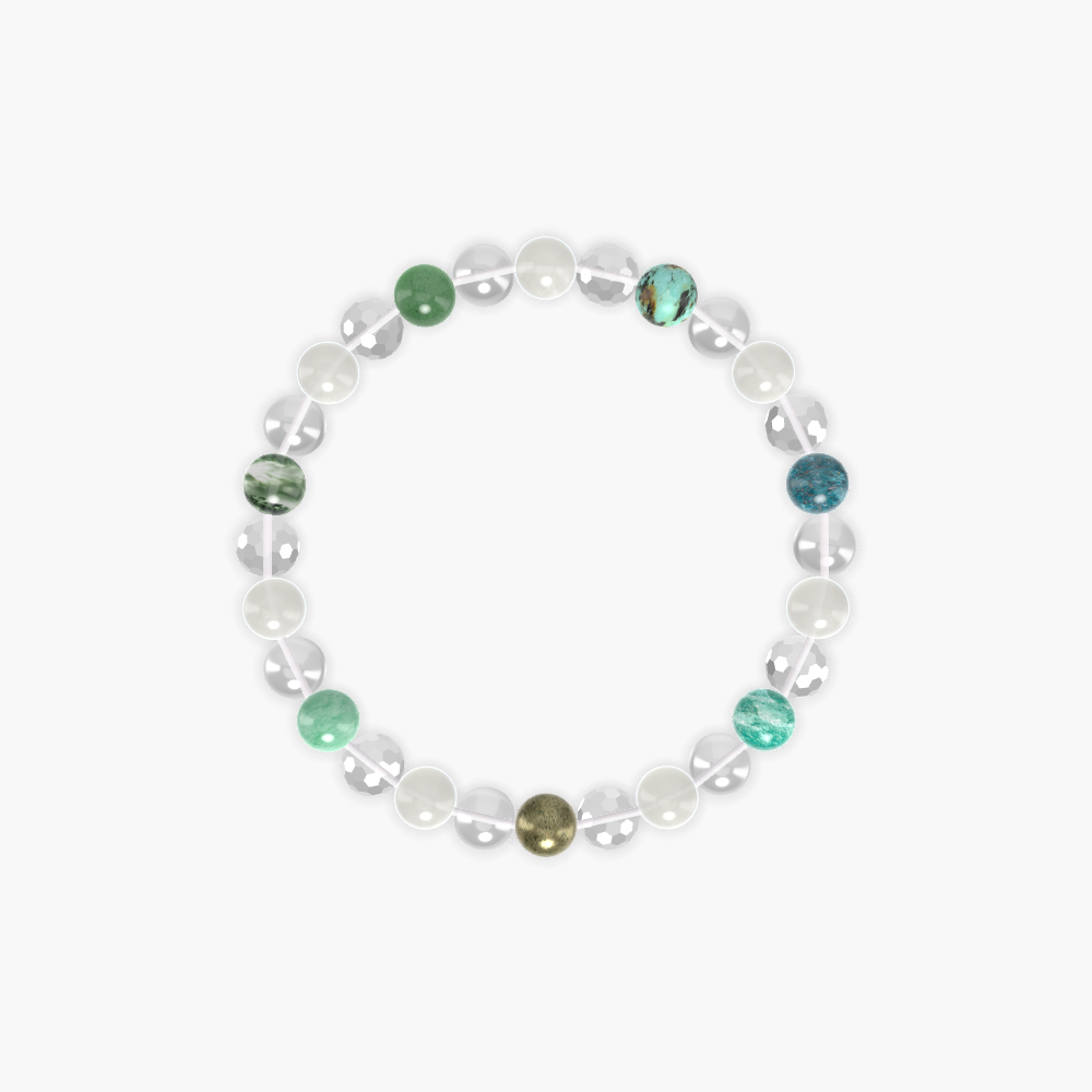 Clear Quartz, Moonstone, Pyrite and more Gemstone Bracelet