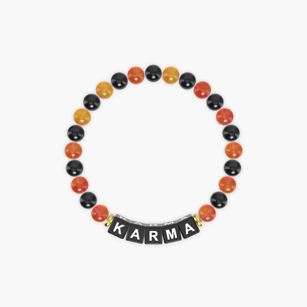 Carnelian and Black Obsidian Bracelet