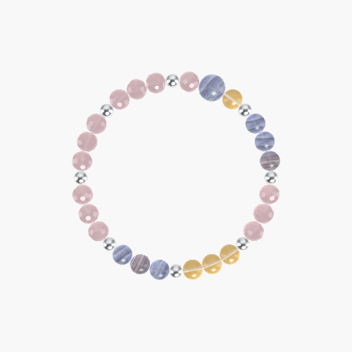 Rose Quartz, Blue Lace Agate and Citrine Bracelet