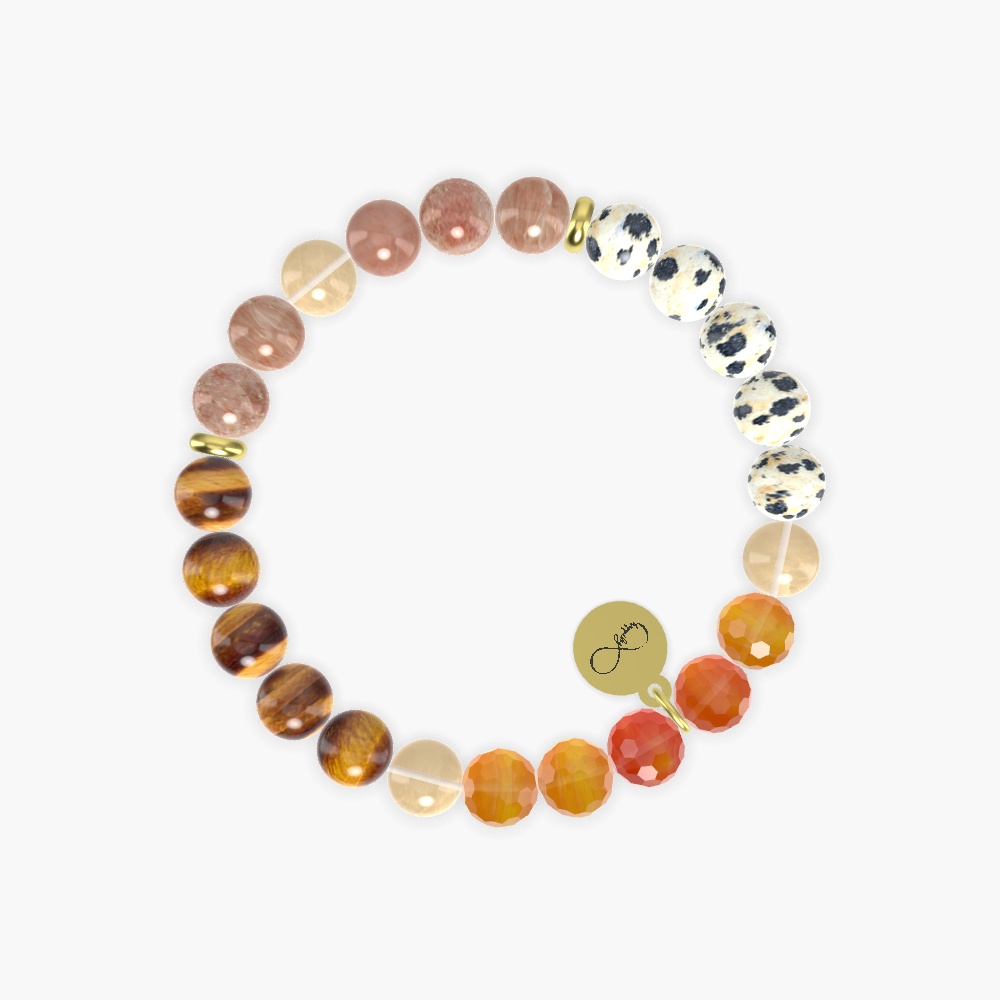 Carnelian, Dalmatian Jasper, Sunstone and more Gemstone Bracelet