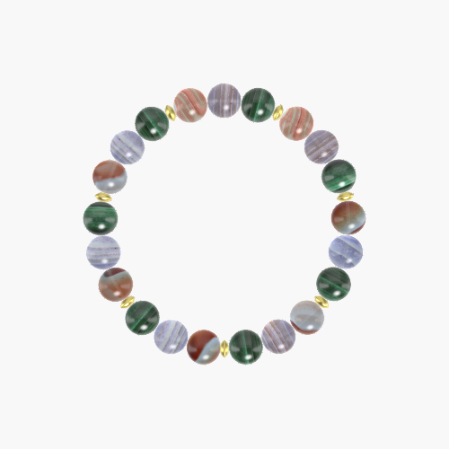 Malachite, Blue Lace Agate and Sardonyx Bracelet