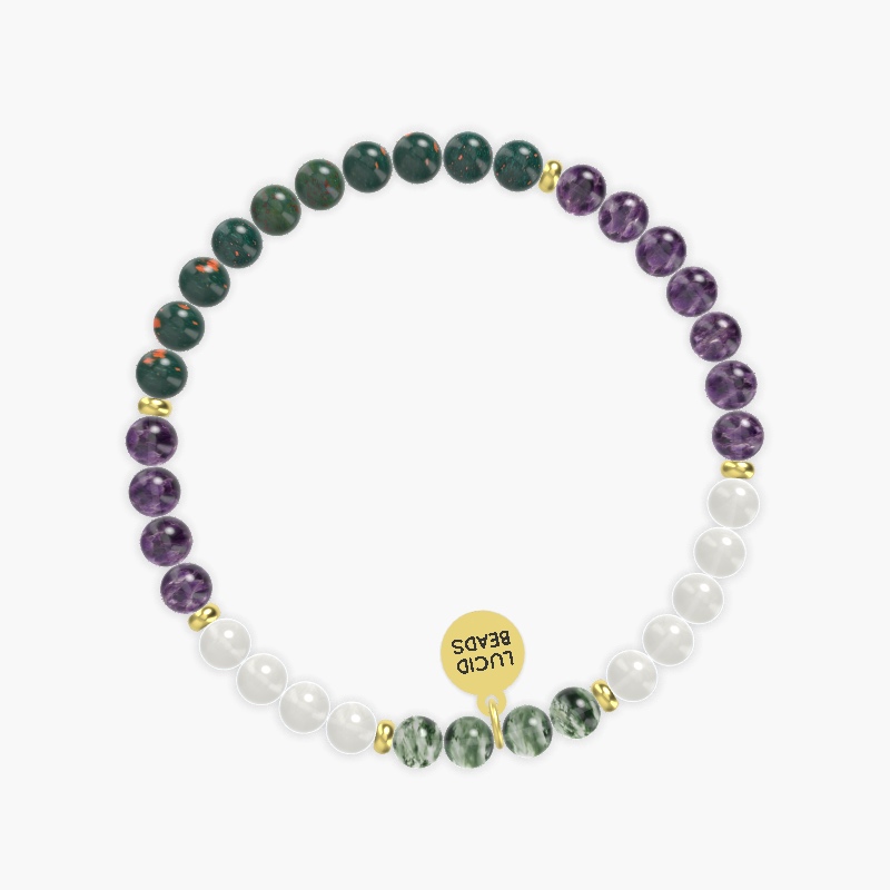 Amethyst, Bloodstone, Moonstone and more Gemstone Bracelet