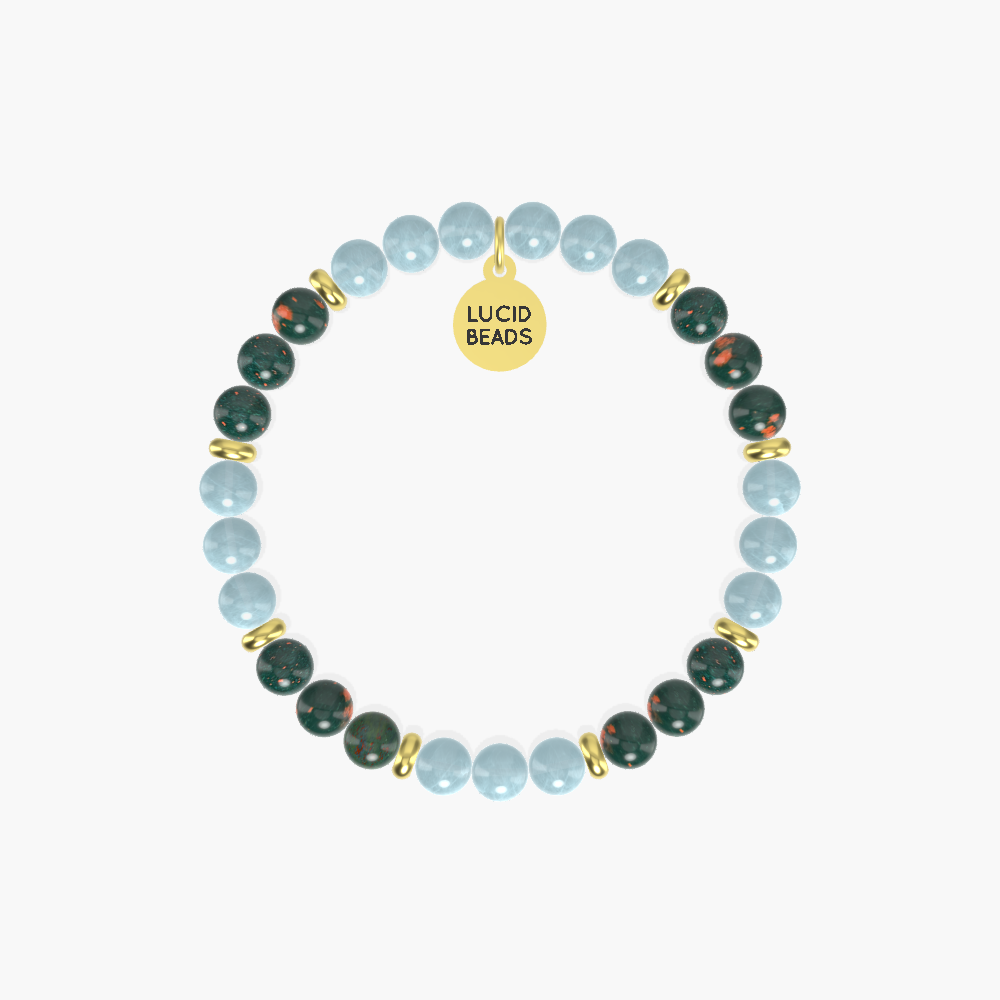 Serenity Vitality Gift - Aquamarine and Bloodstone Bracelet
