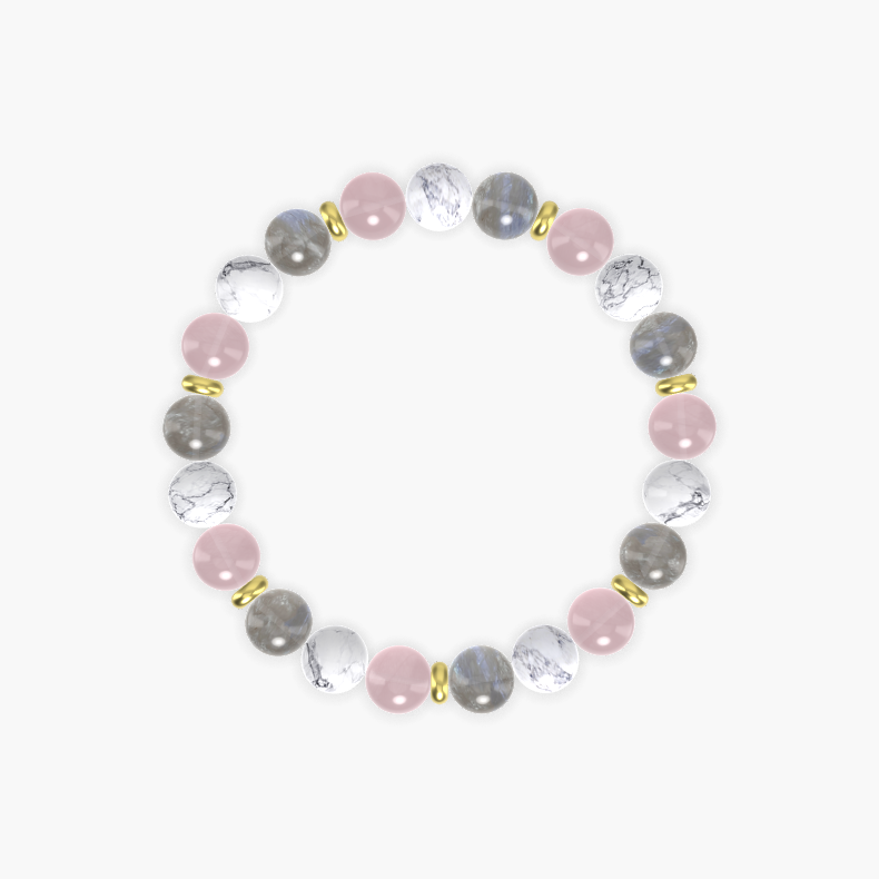 Labradorite, Howlite and Rose Quartz Bracelet