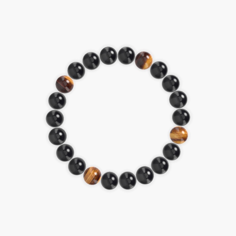 Black Obsidian, Tiger Eye and Black Tourmaline Bracelet