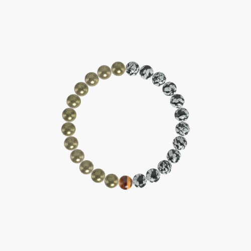 Snowflake Obsidian, Pyrite and Tiger Eye Bracelet