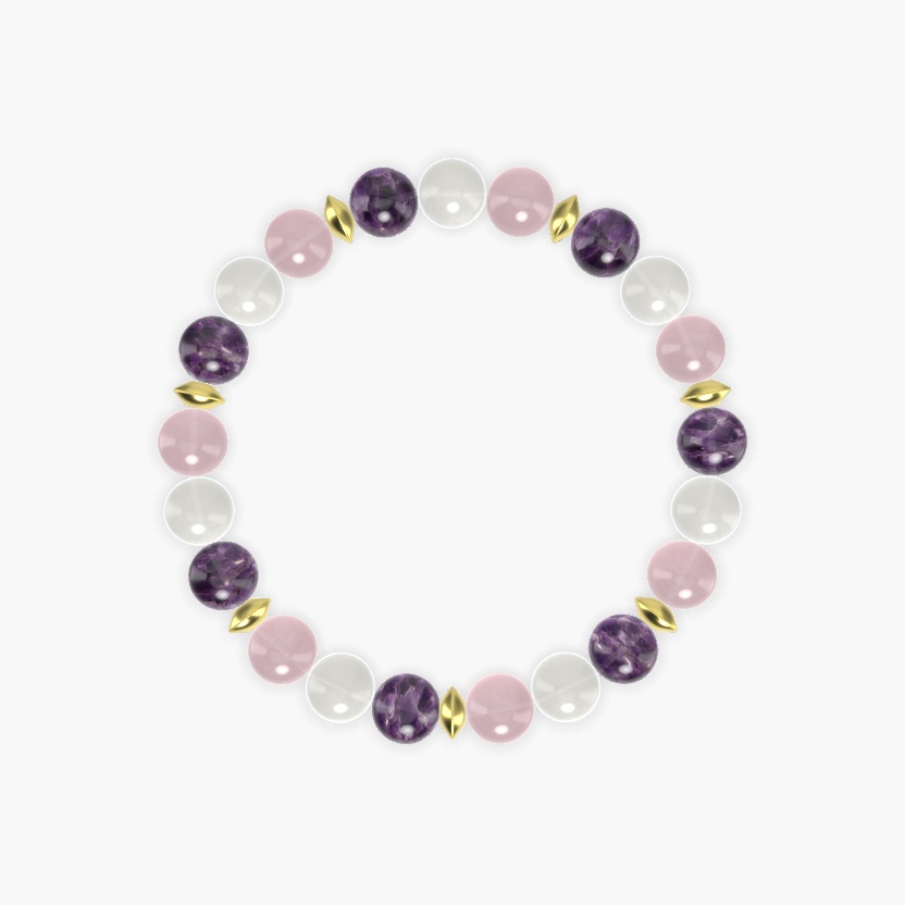 Rose Quartz, Moonstone and Amethyst Bracelet