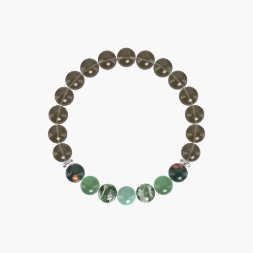Smoky Quartz, Moss Agate, Aventurine and more Gemstone Bracelet