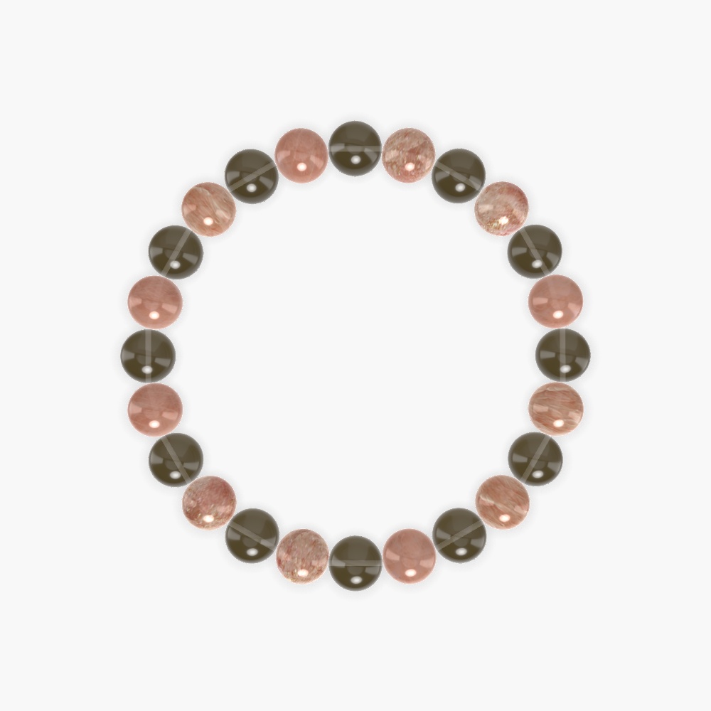 Smoky Quartz and Sunstone Bracelet