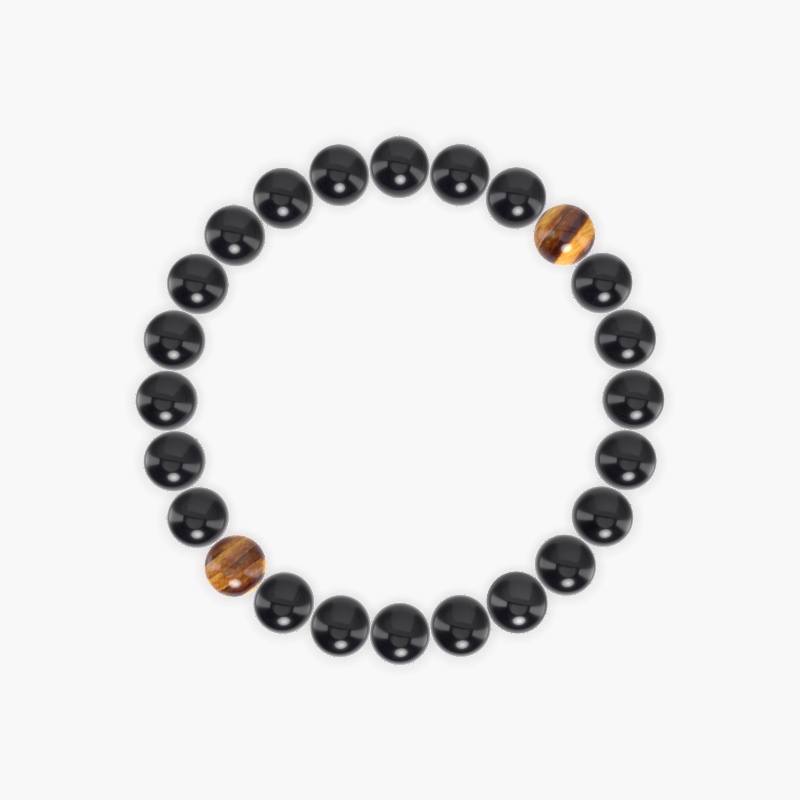 Black Obsidian, Tiger Eye and Black Tourmaline Bracelet