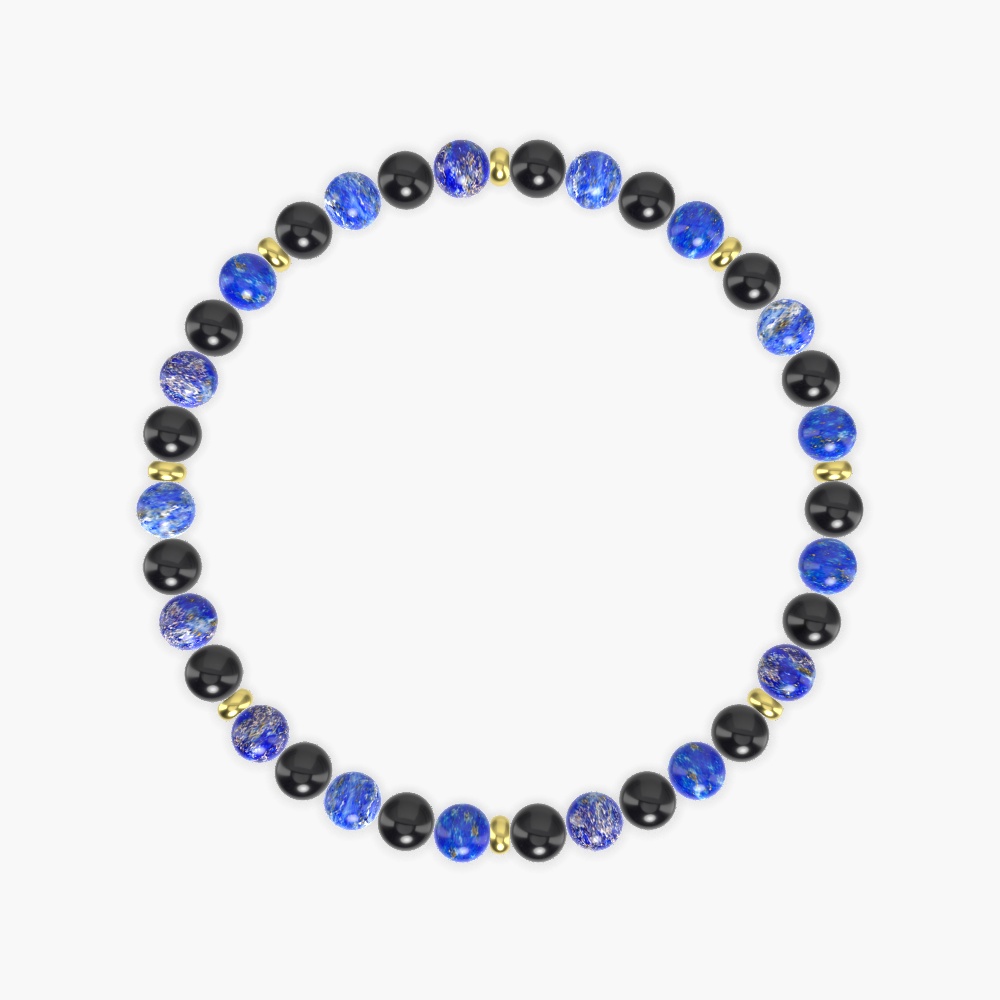 Black Tourmaline and Lapis Lazuli Bracelet
