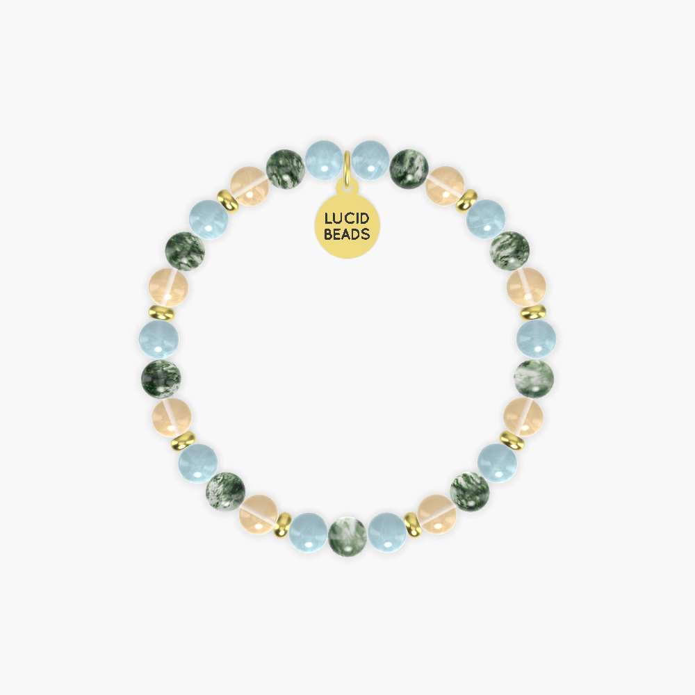 Aquamarine, Moss Agate and Citrine Bracelet