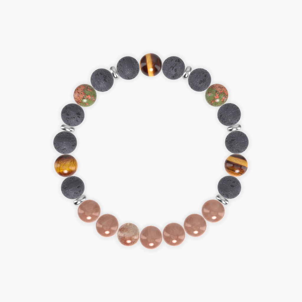 Lava Rock, Sunstone, Tiger Eye and more Gemstone Bracelet