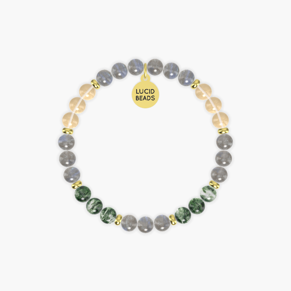 Labradorite, Moss Agate and Citrine Bracelet