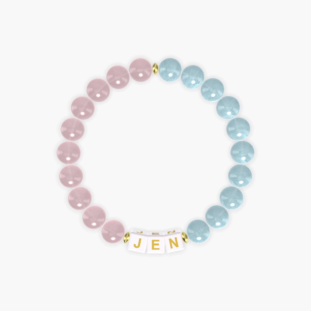 Aquamarine and Rose Quartz Bracelet
