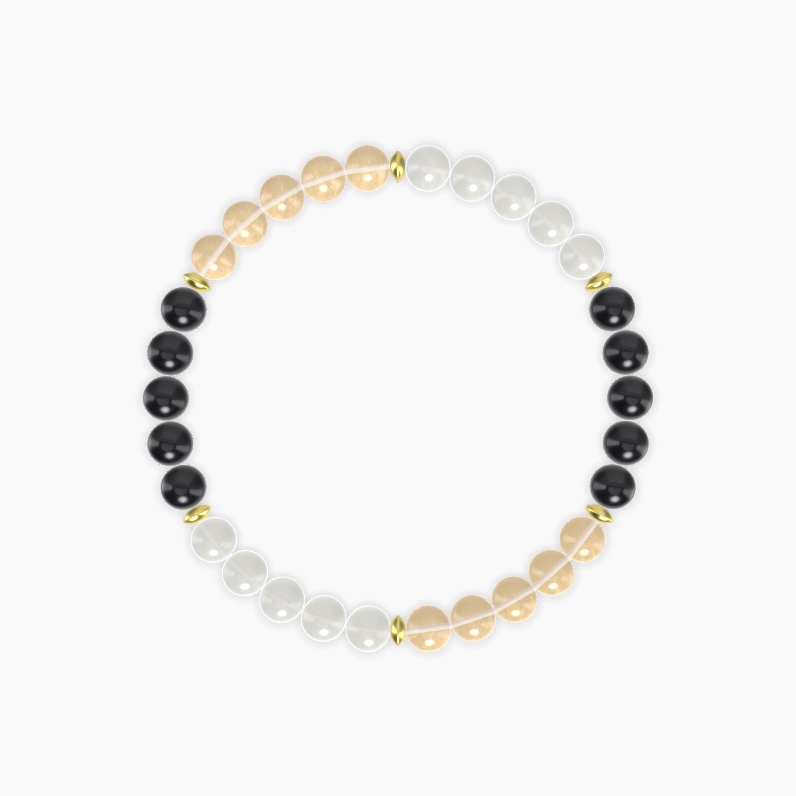 Citrine, Black Obsidian and Moonstone Bracelet