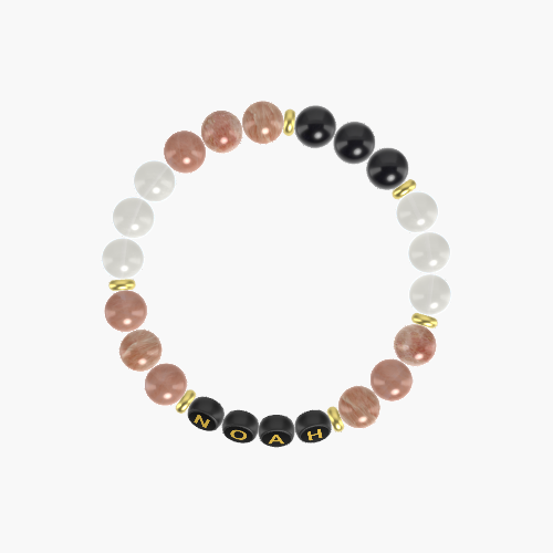 Sunstone, Moonstone and Black Obsidian Bracelet