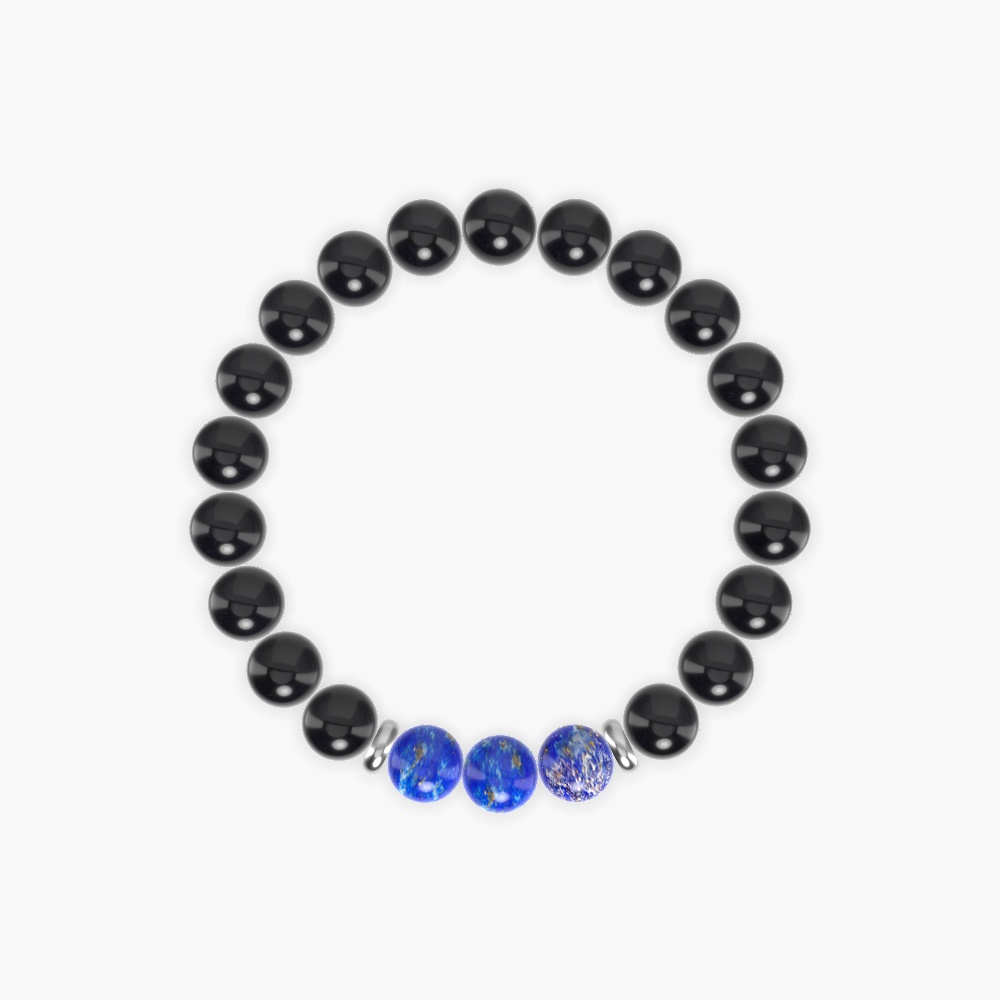 Black Obsidian and Lapis Lazuli Bracelet