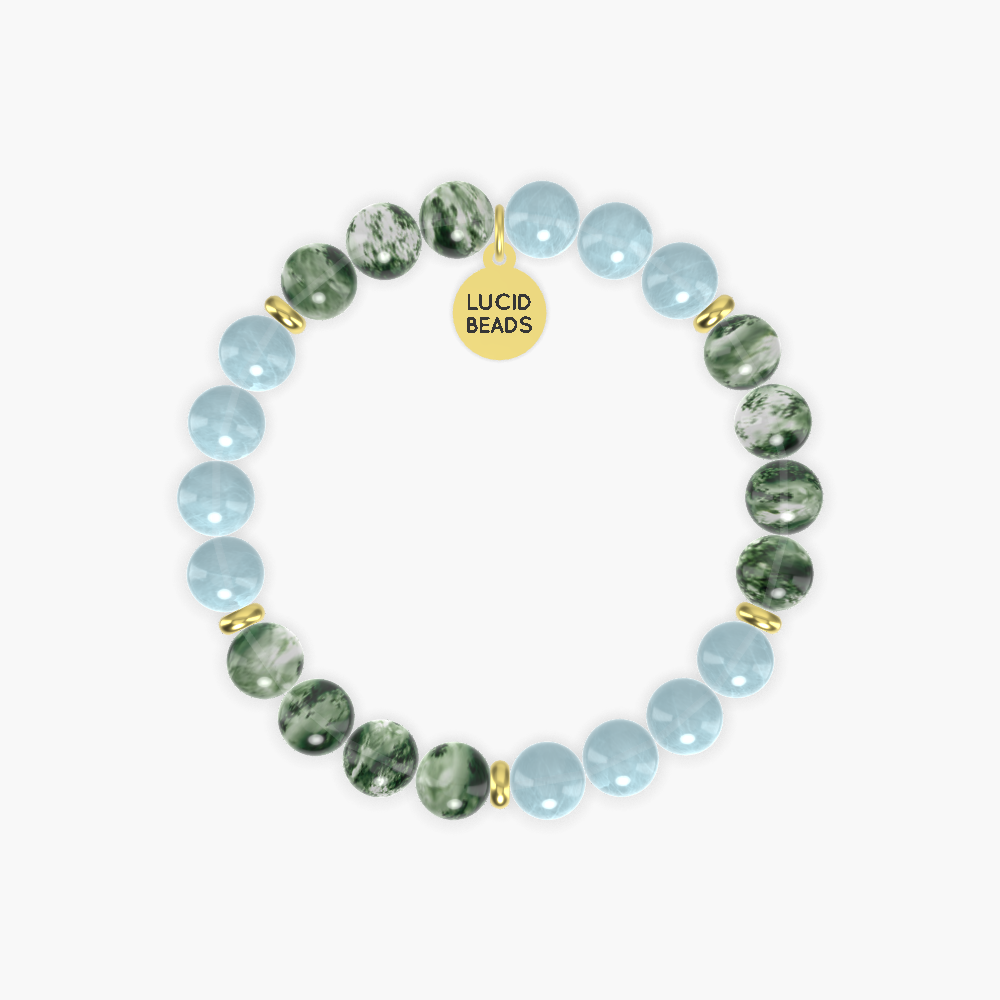 Aquamarine and Moss Agate Bracelet