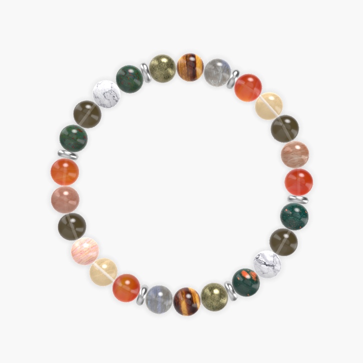 Bloodstone, Smoky Quartz, Carnelian and more Gemstone Bracelet