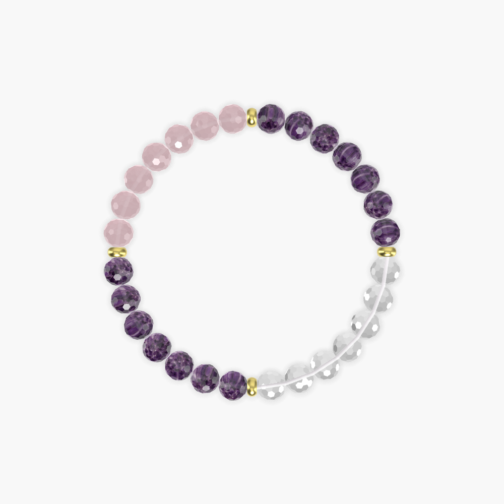 Amethyst, Clear Quartz and Rose Quartz Bracelet