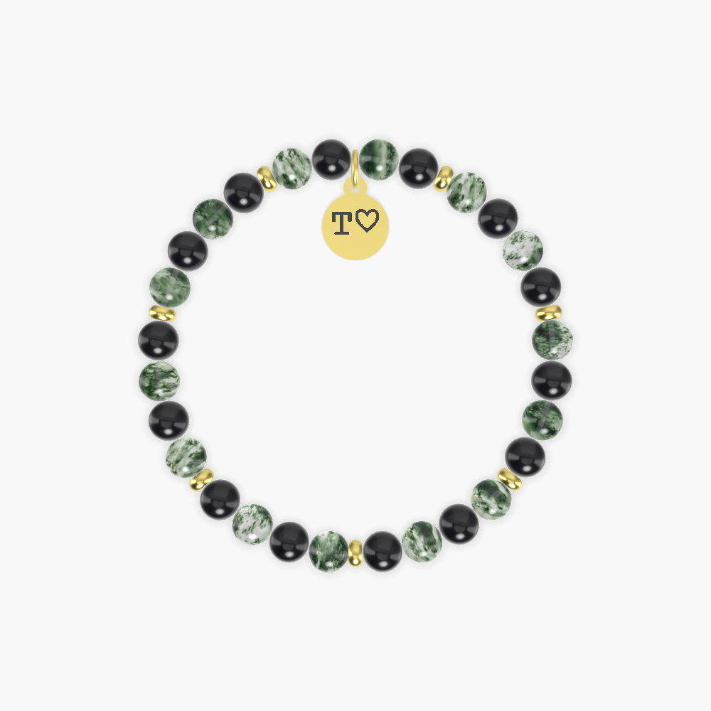Black Obsidian and Moss Agate Bracelet