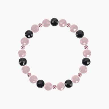 Rose Quartz and Black Tourmaline Bracelet