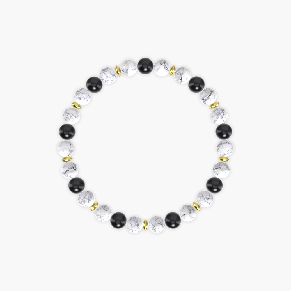 Howlite and Black Obsidian Bracelet