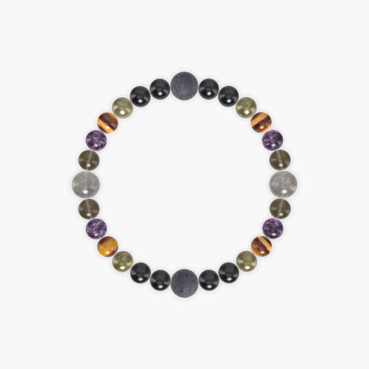 Black Tourmaline, Pyrite, Tiger Eye and more Gemstone Bracelet