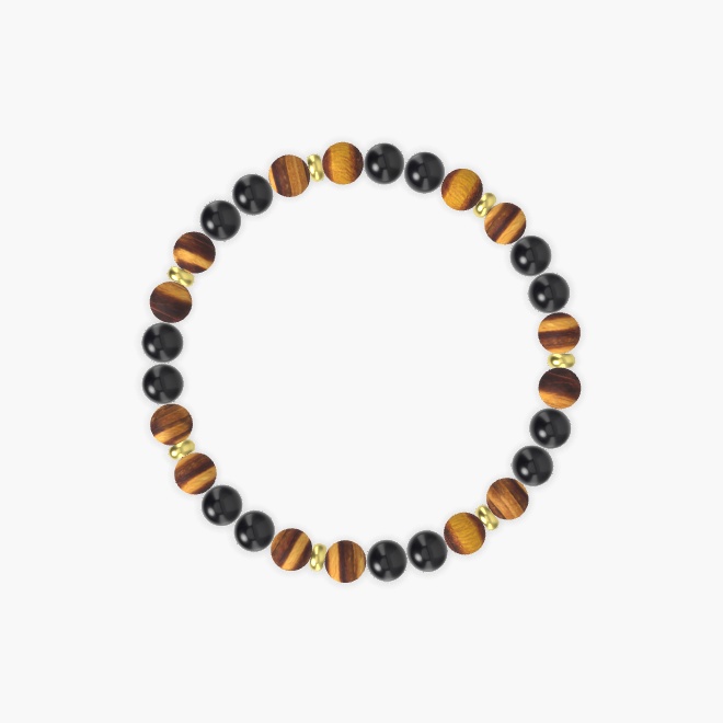 Tiger Eye and Black Obsidian Bracelet