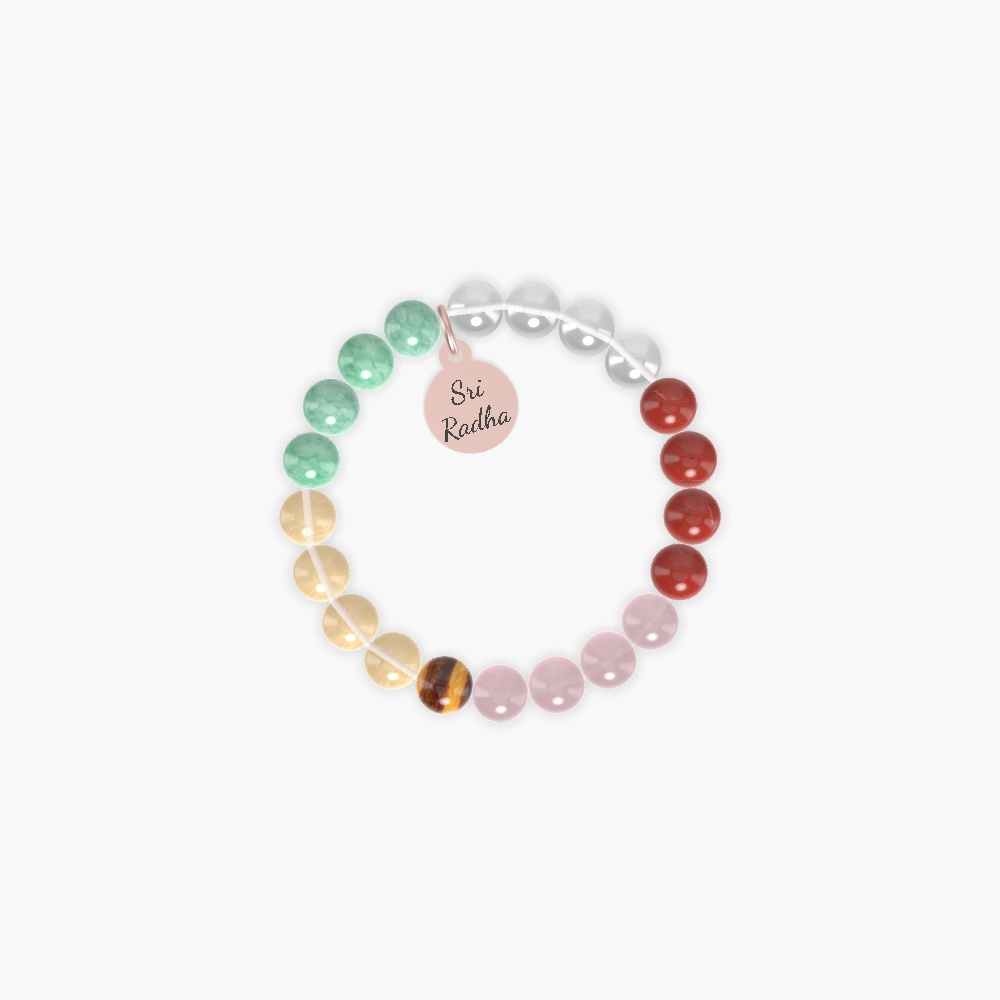 Rose Quartz, Red Jasper, Clear Quartz and more Gemstone Bracelet