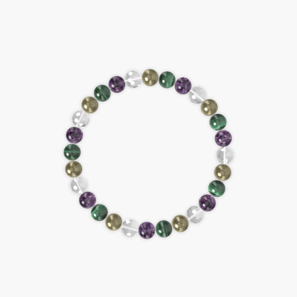 Clear Quartz, Amethyst, Malachite and more Gemstone Bracelet