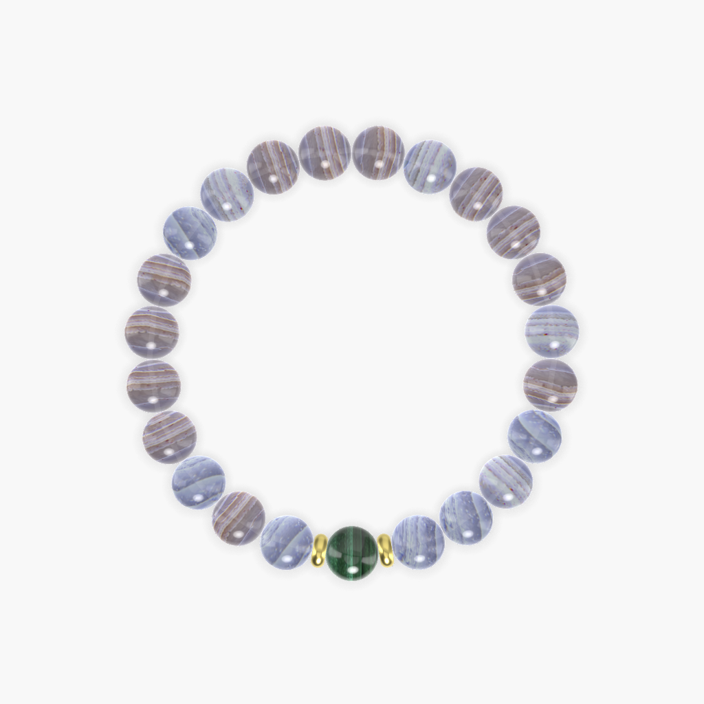 Blue Lace Agate and Malachite Bracelet