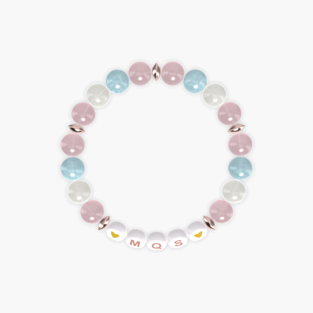 Rose Quartz, Moonstone and Aquamarine Bracelet