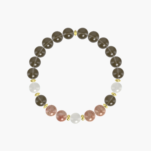 Smoky Quartz, Sunstone and Moonstone Bracelet